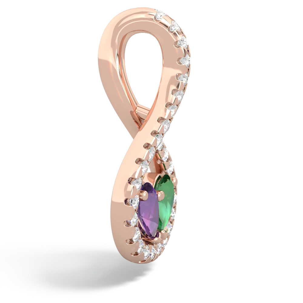 Amethyst Pave Twist 'One Heart' 14K Rose Gold pendant P5360