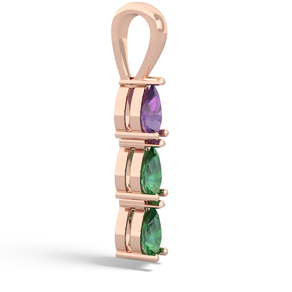 Amethyst Dew Drops 14K Rose Gold pendant P2251