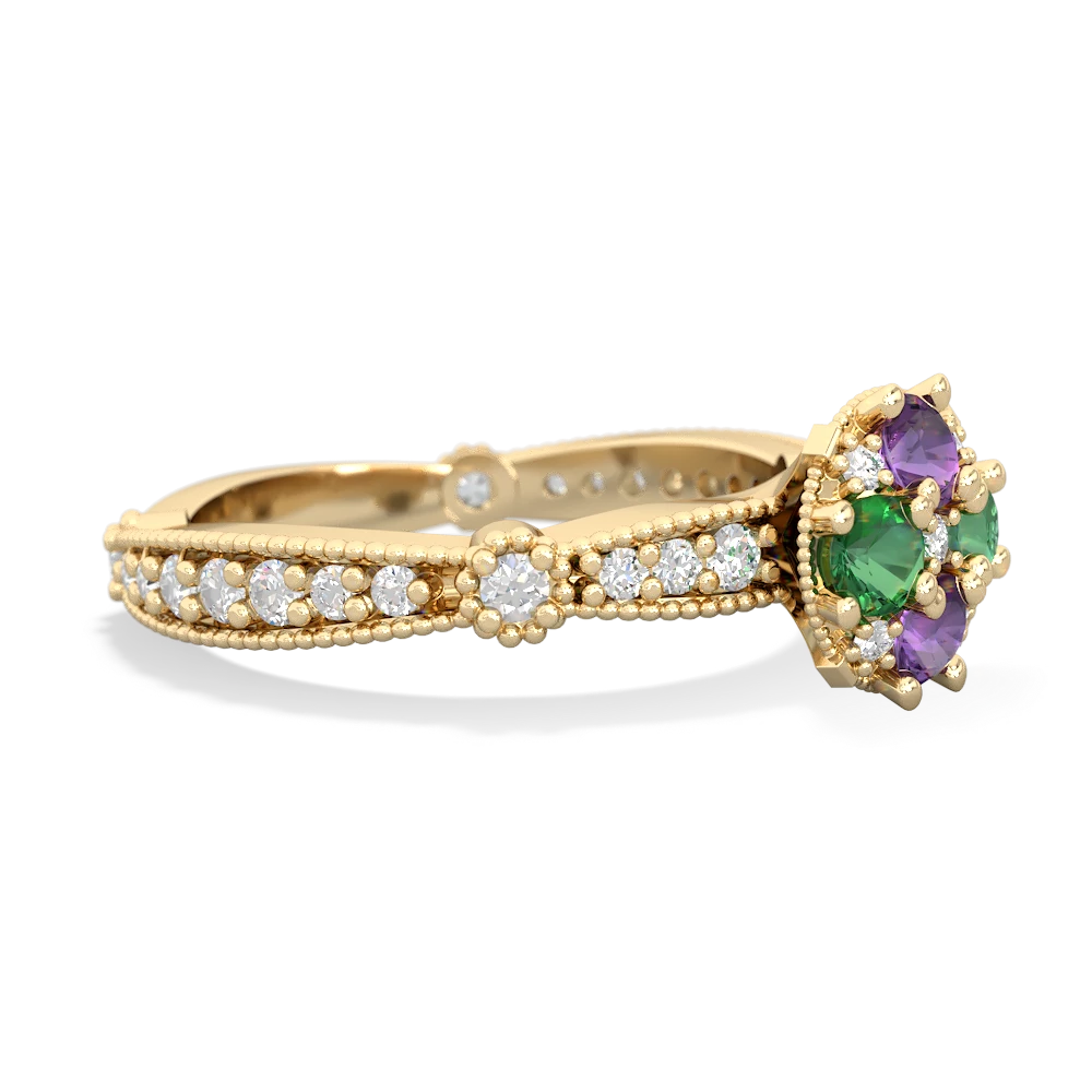 Amethyst Sparkling Tiara Cluster 14K Yellow Gold ring R26293RD