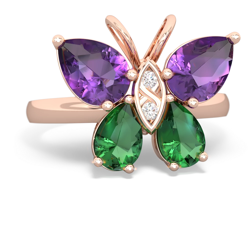 Amethyst Butterfly 14K Rose Gold ring R2215