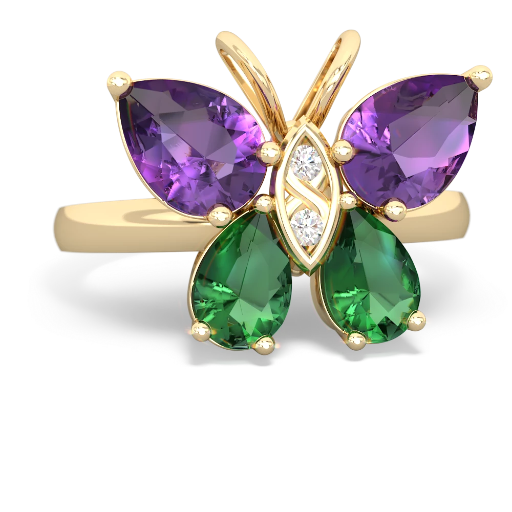 Amethyst Butterfly 14K Yellow Gold ring R2215