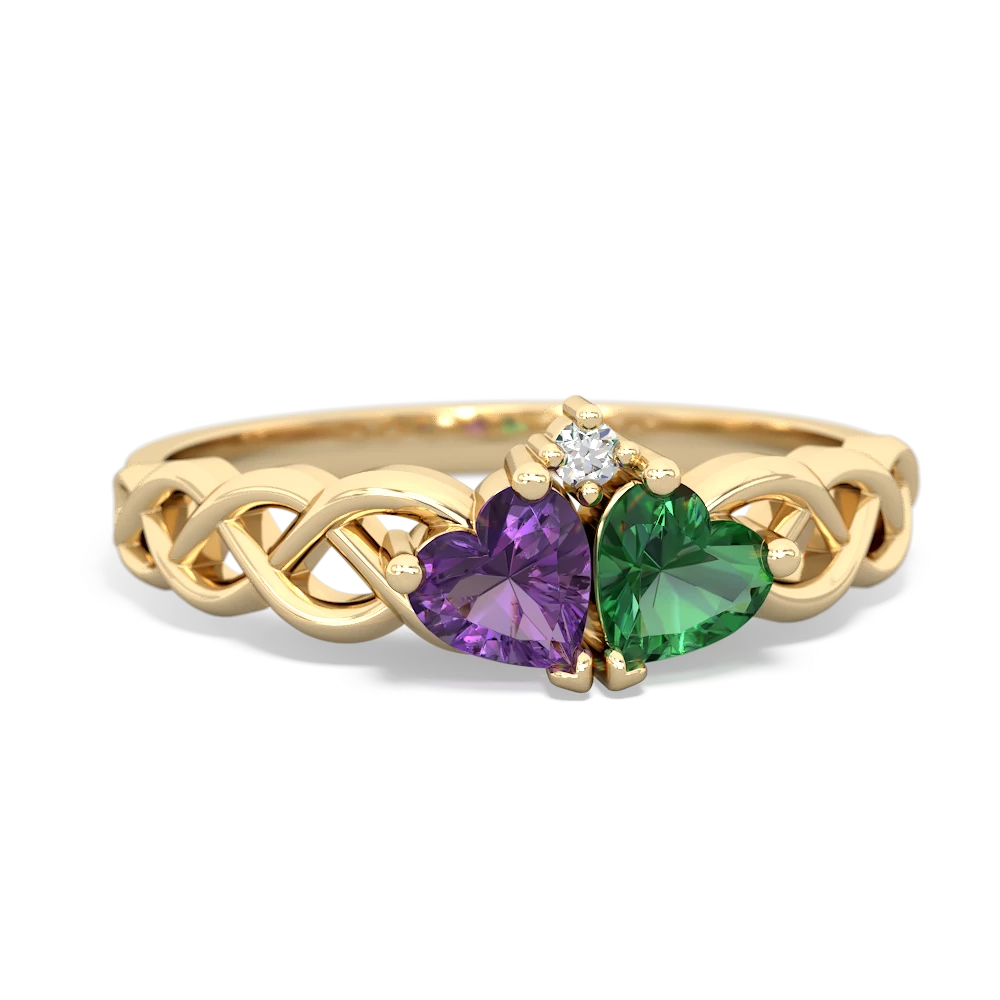 Amethyst Heart To Heart Braid 14K Yellow Gold ring R5870