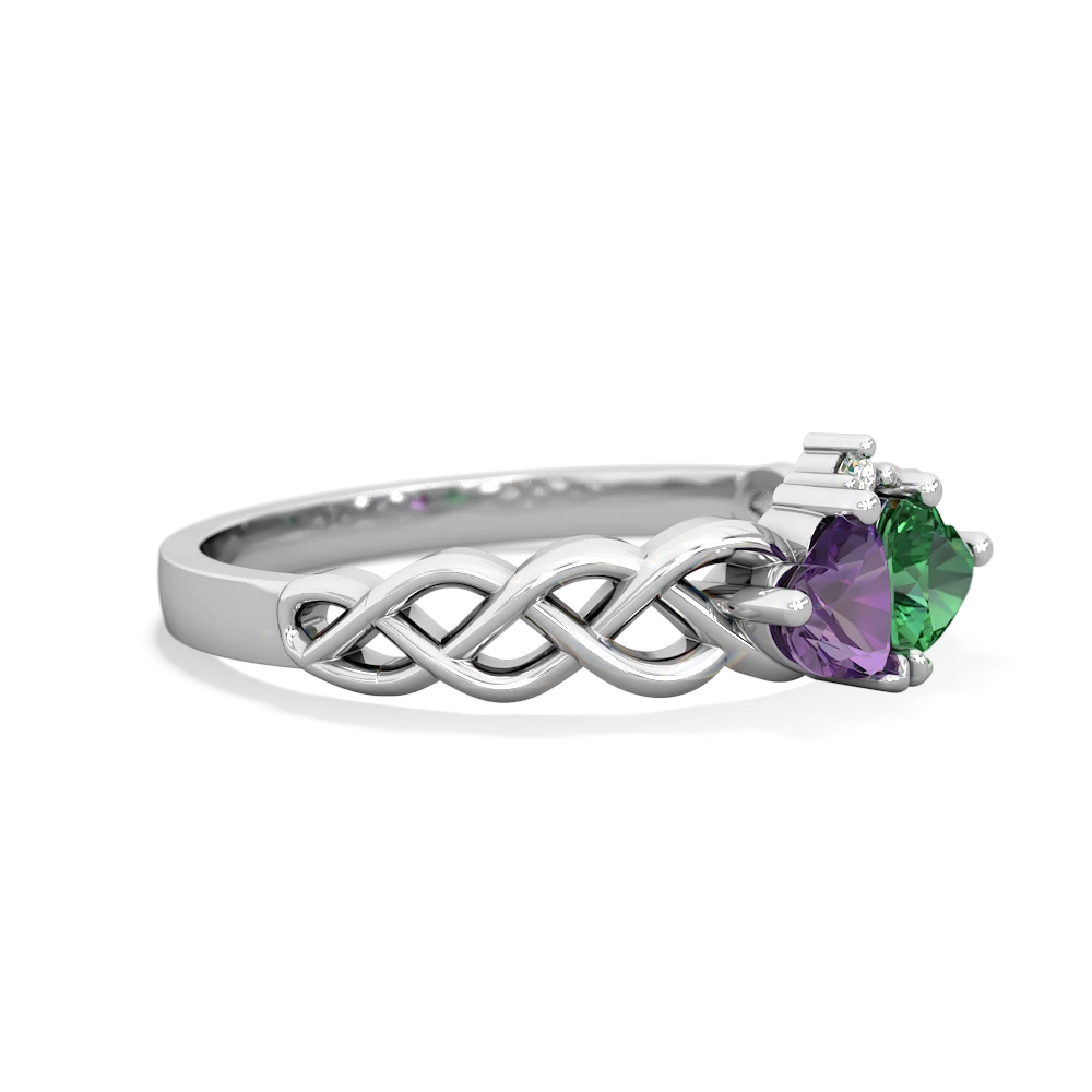 Amethyst Heart To Heart Braid 14K White Gold ring R5870