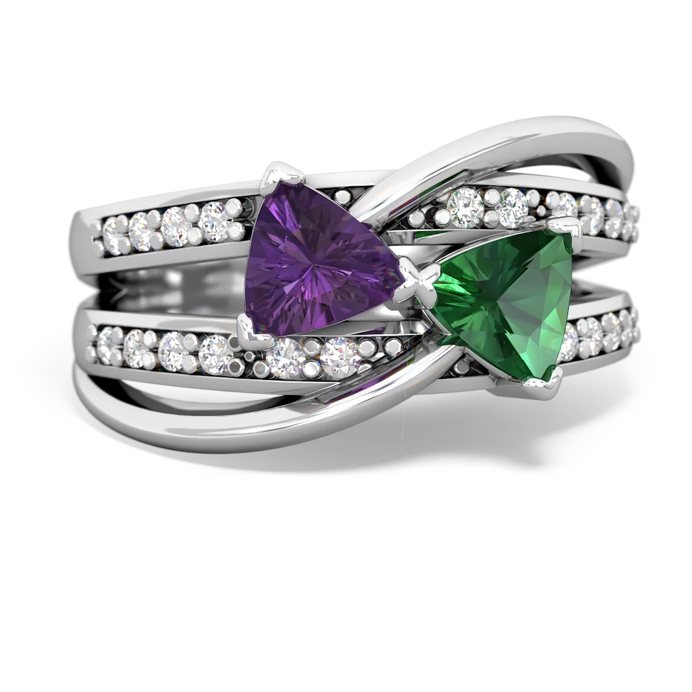 Amethyst Bowtie 14K White Gold ring R2360