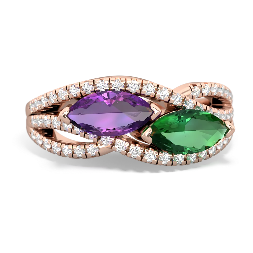 Amethyst Diamond Rivers 14K Rose Gold ring R3070