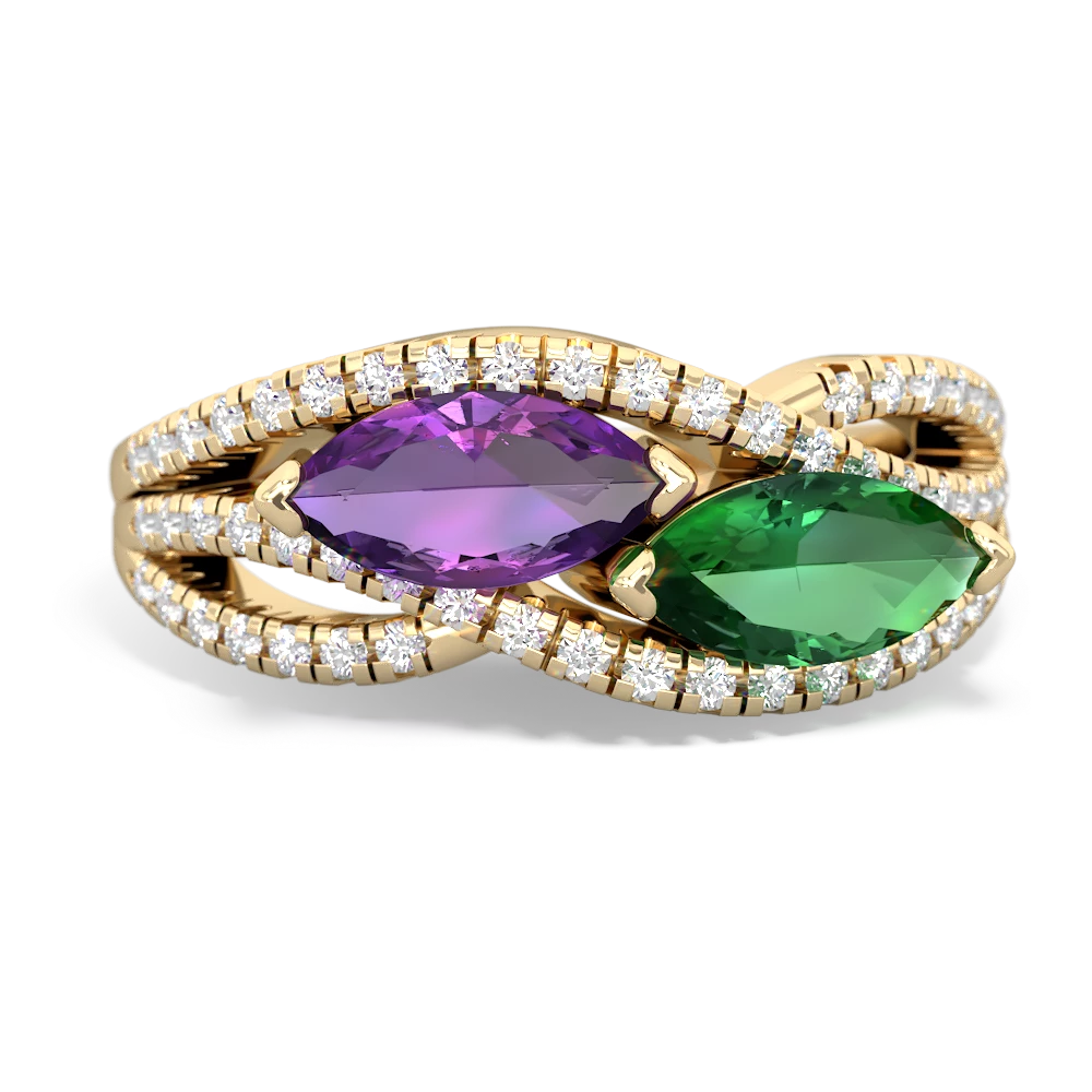 Amethyst Diamond Rivers 14K Yellow Gold ring R3070