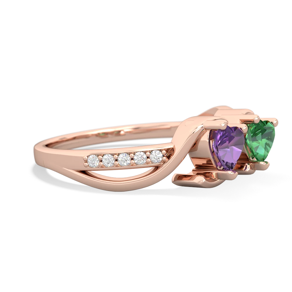 Amethyst Side By Side 14K Rose Gold ring R3090