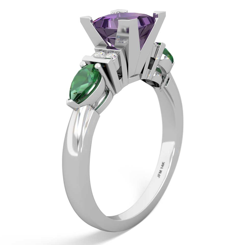 Amethyst 6Mm Princess Eternal Embrace Engagement 14K White Gold ring C2002