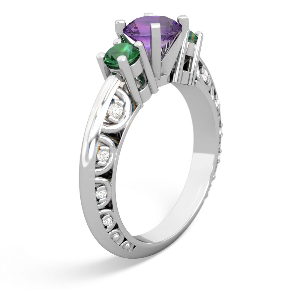 Amethyst Art Deco Eternal Embrace Engagement 14K White Gold ring C2003