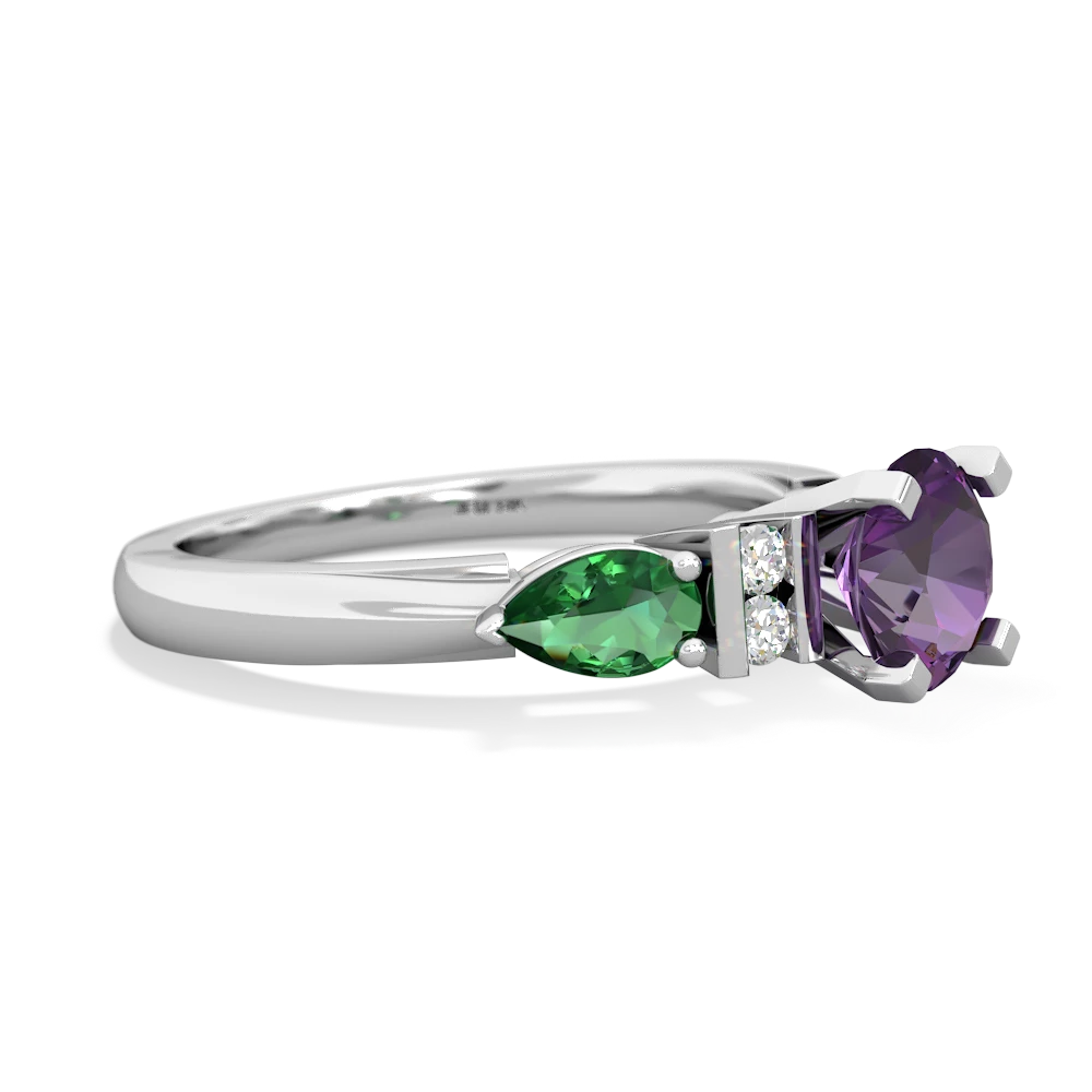 Amethyst 6Mm Round Eternal Embrace Engagement 14K White Gold ring R2005