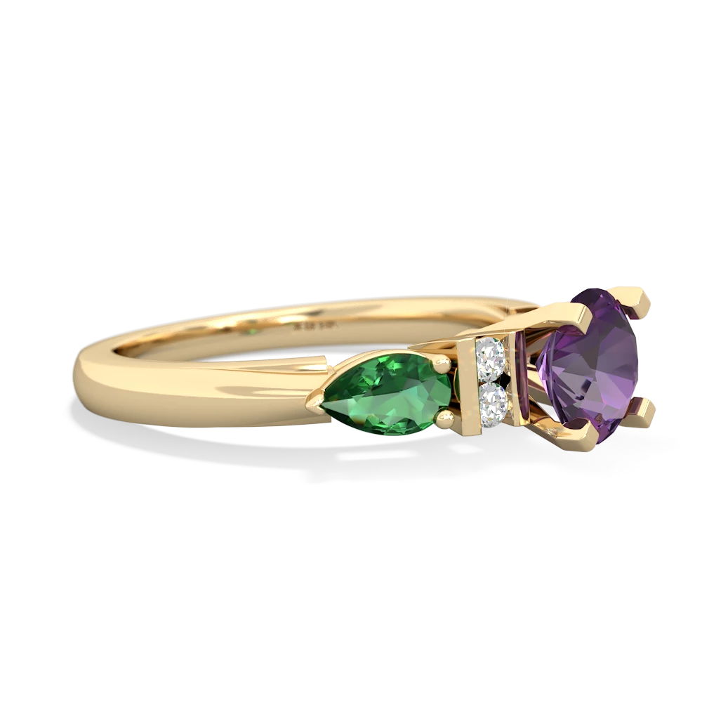 Amethyst 6Mm Round Eternal Embrace Engagement 14K Yellow Gold ring R2005