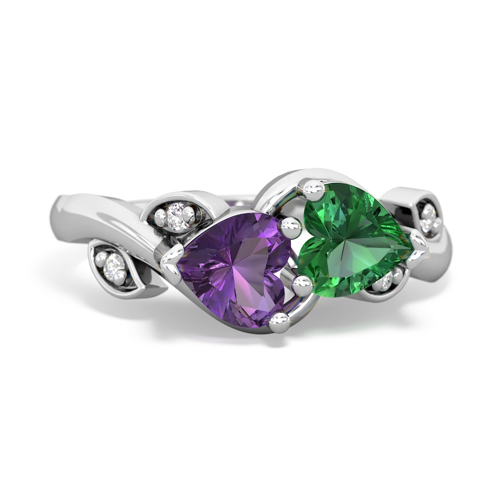 Amethyst Floral Elegance 14K White Gold ring R5790