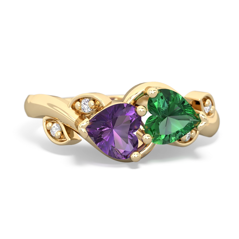 Amethyst Floral Elegance 14K Yellow Gold ring R5790