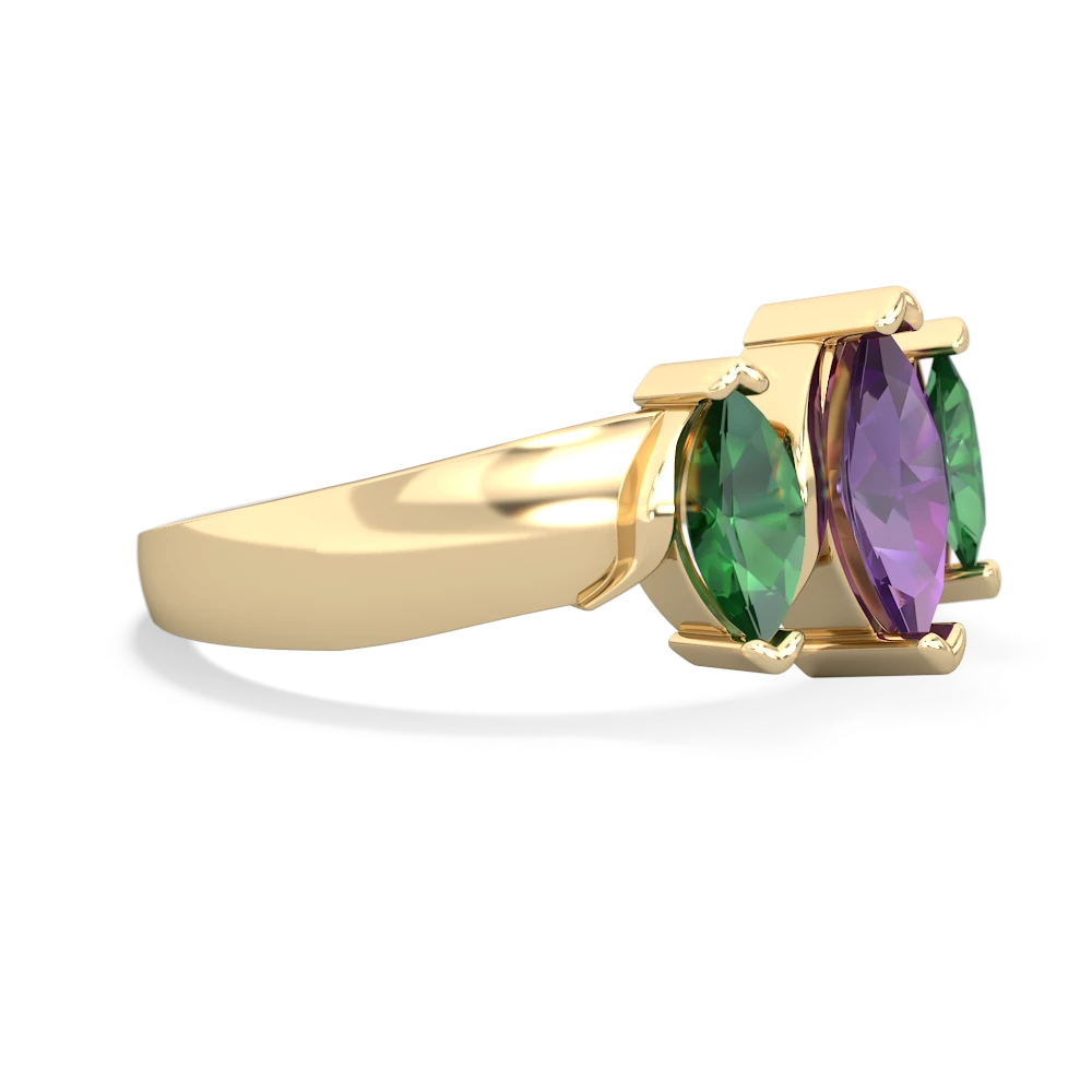 Amethyst Three Peeks 14K Yellow Gold ring R2433