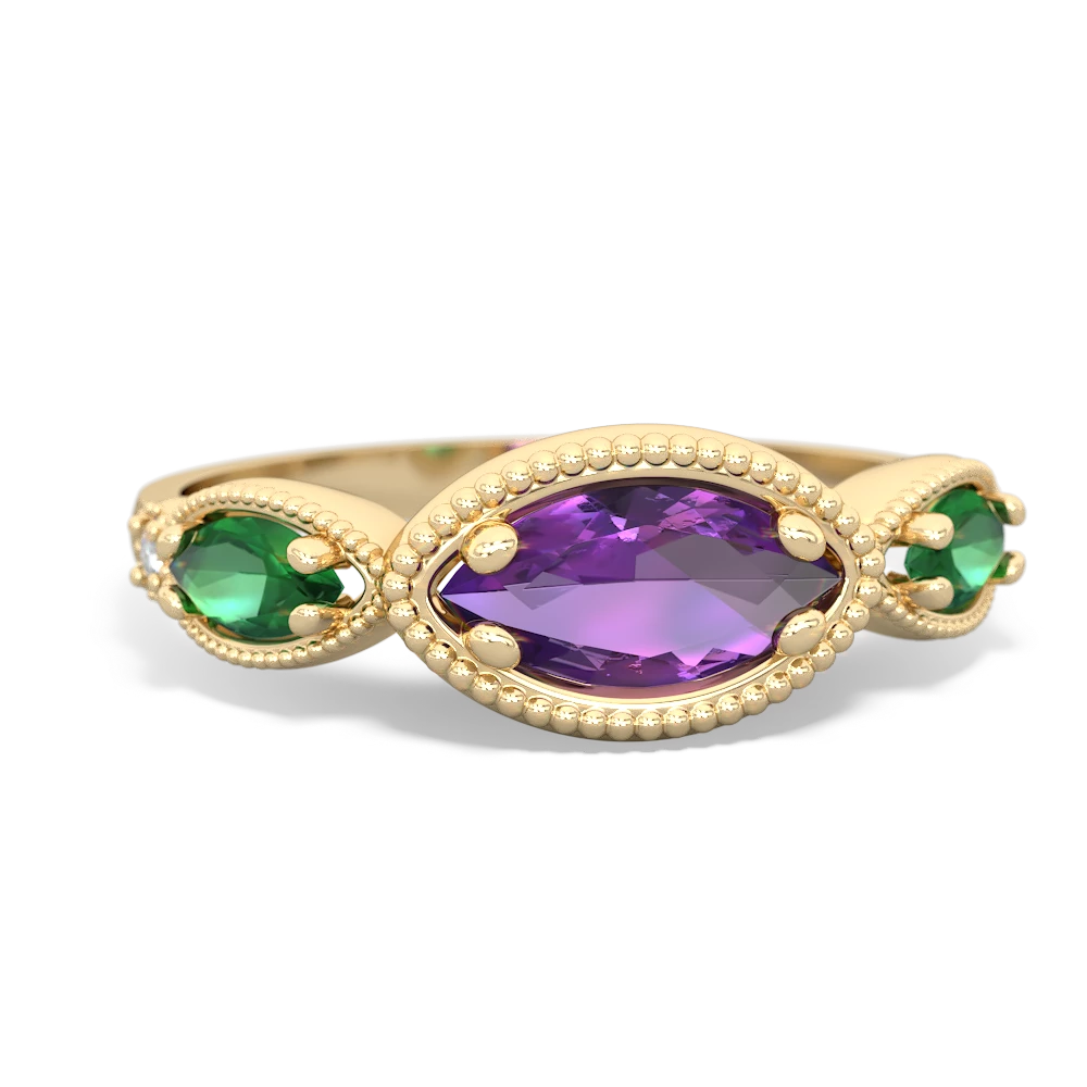 Amethyst Milgrain Marquise 14K Yellow Gold ring R5700