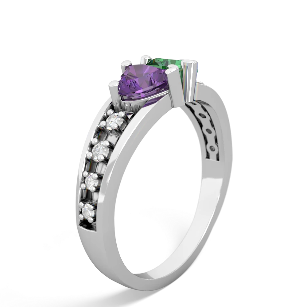 Amethyst Heart To Heart 14K White Gold ring R3342