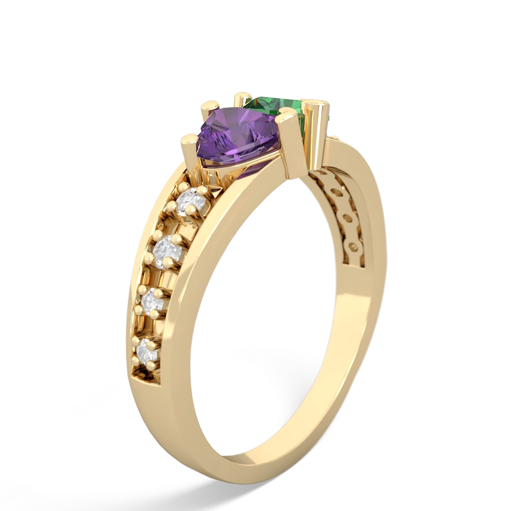 Amethyst Heart To Heart 14K Yellow Gold ring R3342