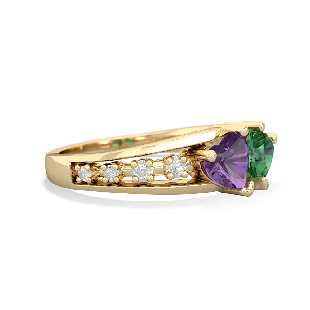 Amethyst Heart To Heart 14K Yellow Gold ring R3342