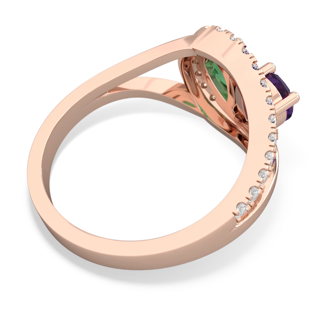 Amethyst Nestled Heart Keepsake 14K Rose Gold ring R5650