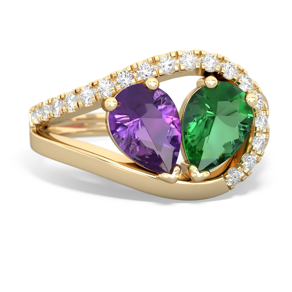 Amethyst Nestled Heart Keepsake 14K Yellow Gold ring R5650