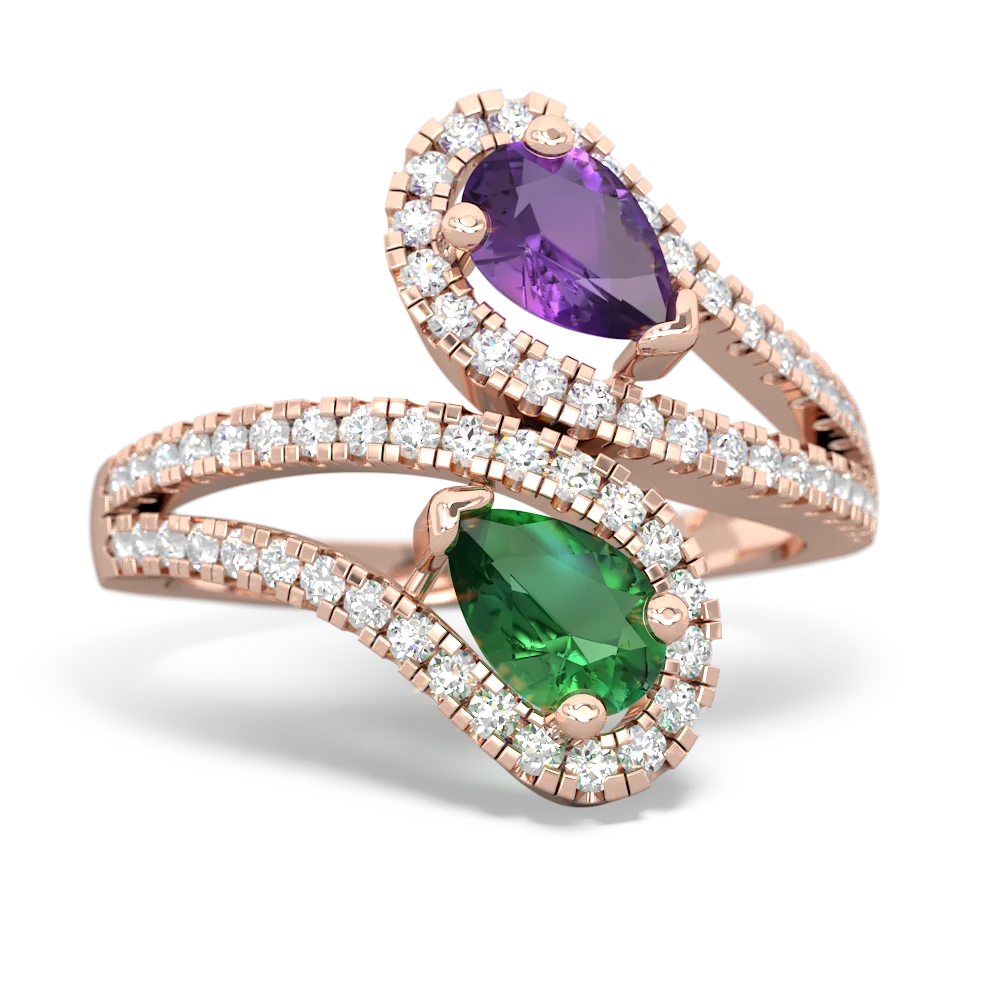 Amethyst Diamond Dazzler 14K Rose Gold ring R3000