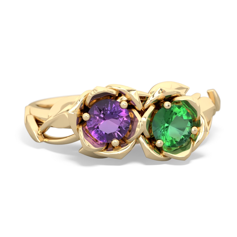 Amethyst Rose Garden 14K Yellow Gold ring R5510