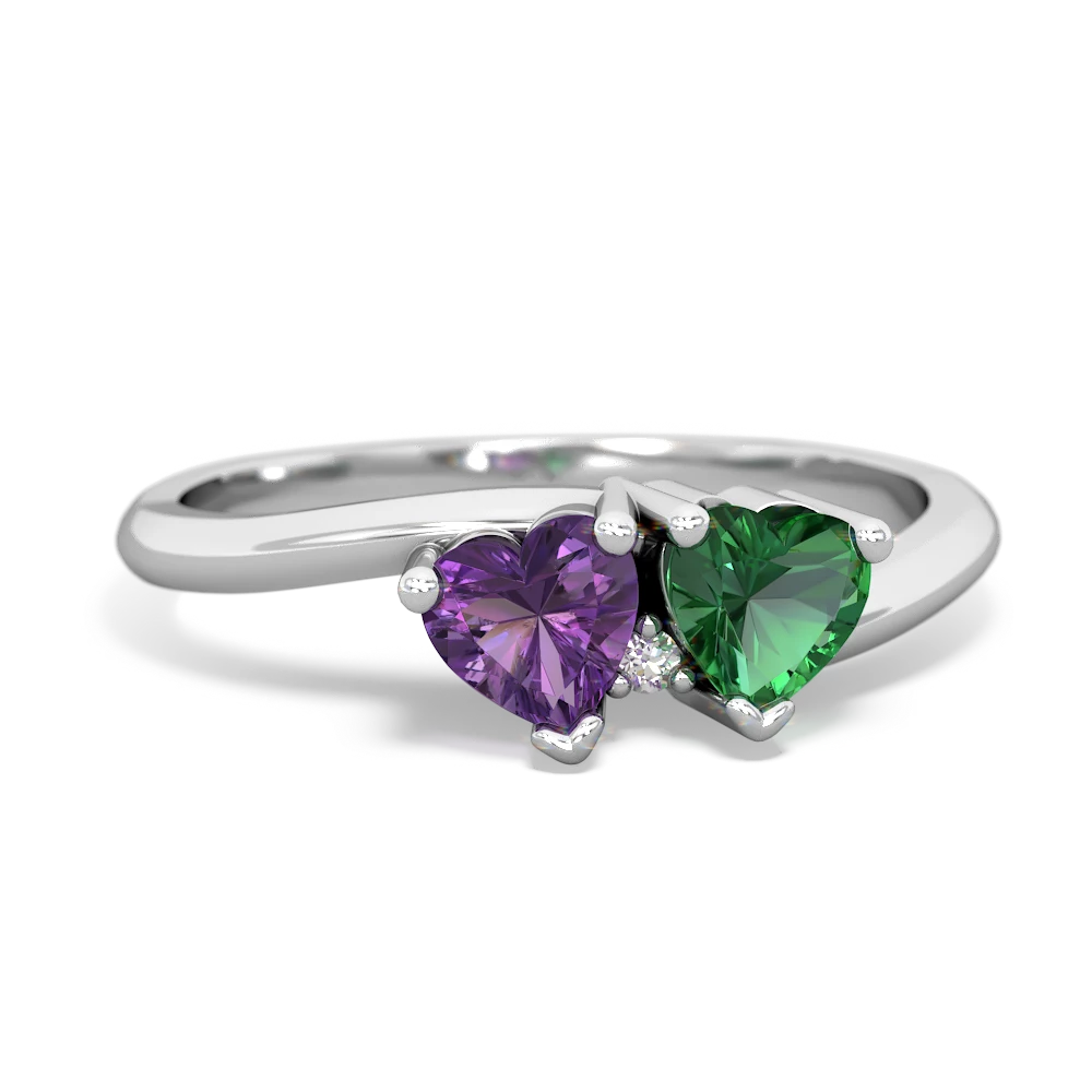 Amethyst Sweethearts 14K White Gold ring R5260