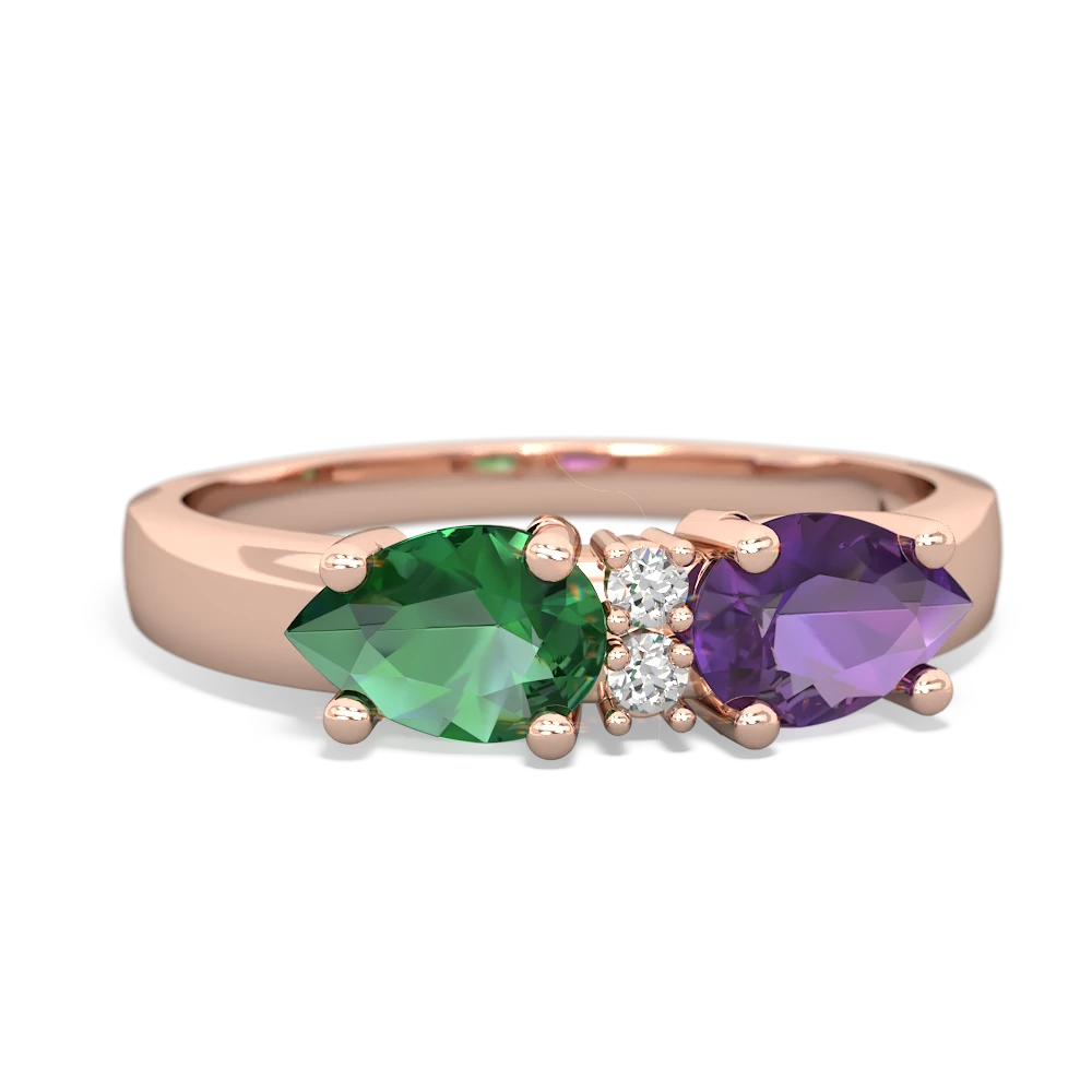 Amethyst Pear Bowtie 14K Rose Gold ring R0865