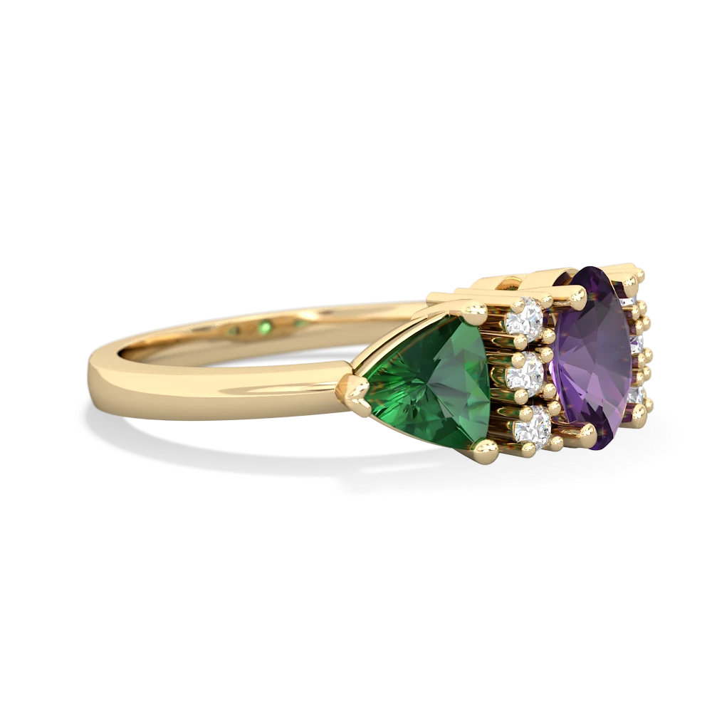 Amethyst Antique Style Three Stone 14K Yellow Gold ring R2186