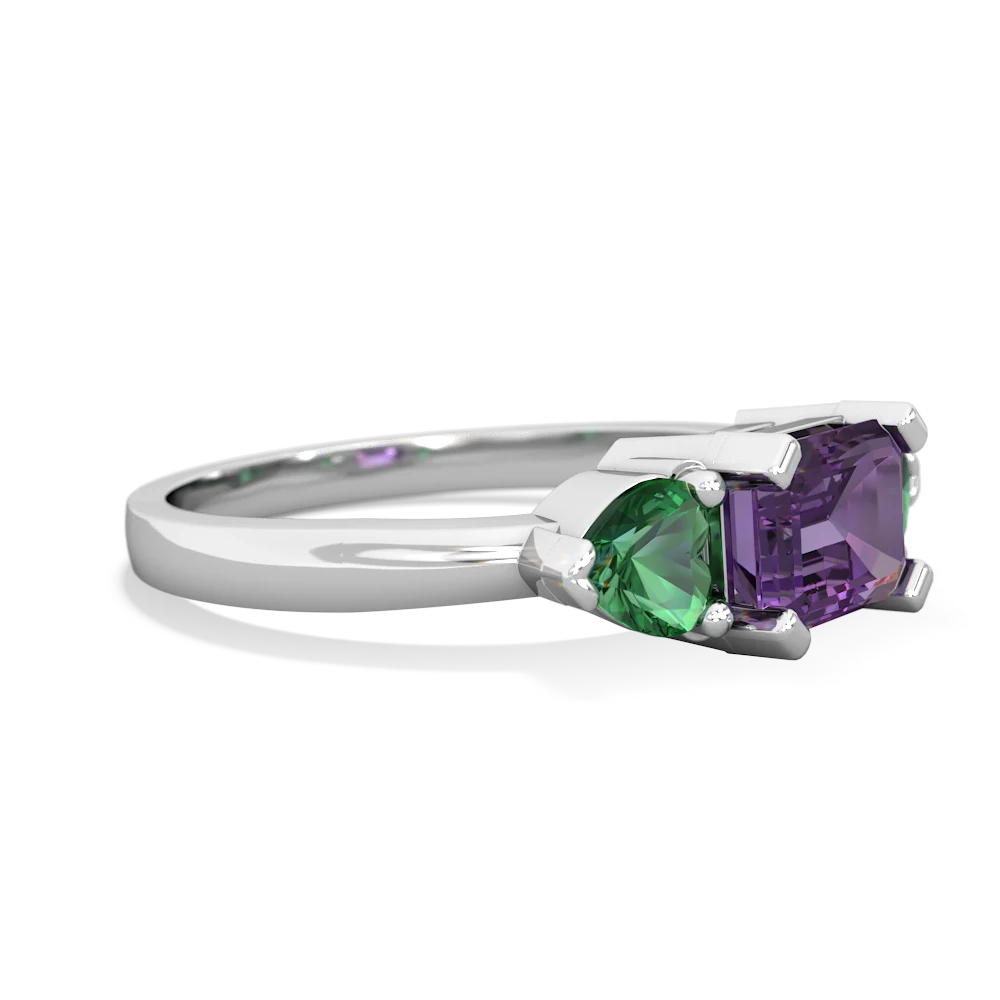 Amethyst Three Stone 14K White Gold ring R5235