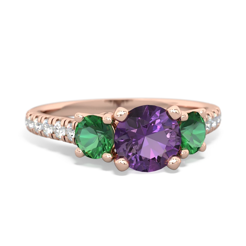 Amethyst Pave Trellis 14K Rose Gold ring R5500