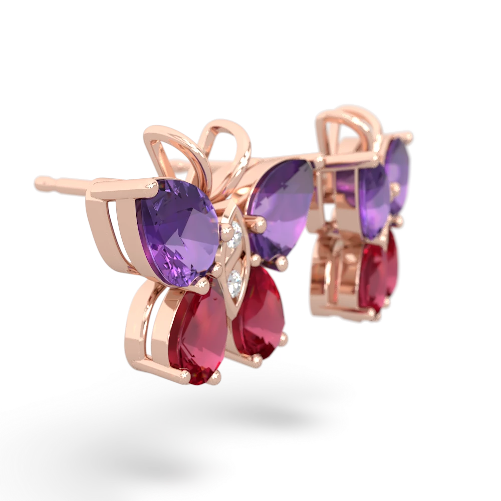 Amethyst Butterfly 14K Rose Gold earrings E2215