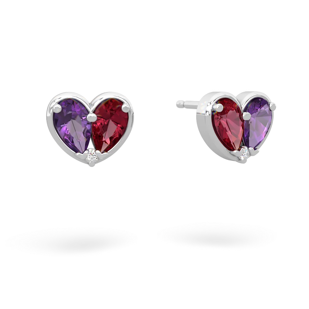 Amethyst 'Our Heart' 14K White Gold earrings E5072