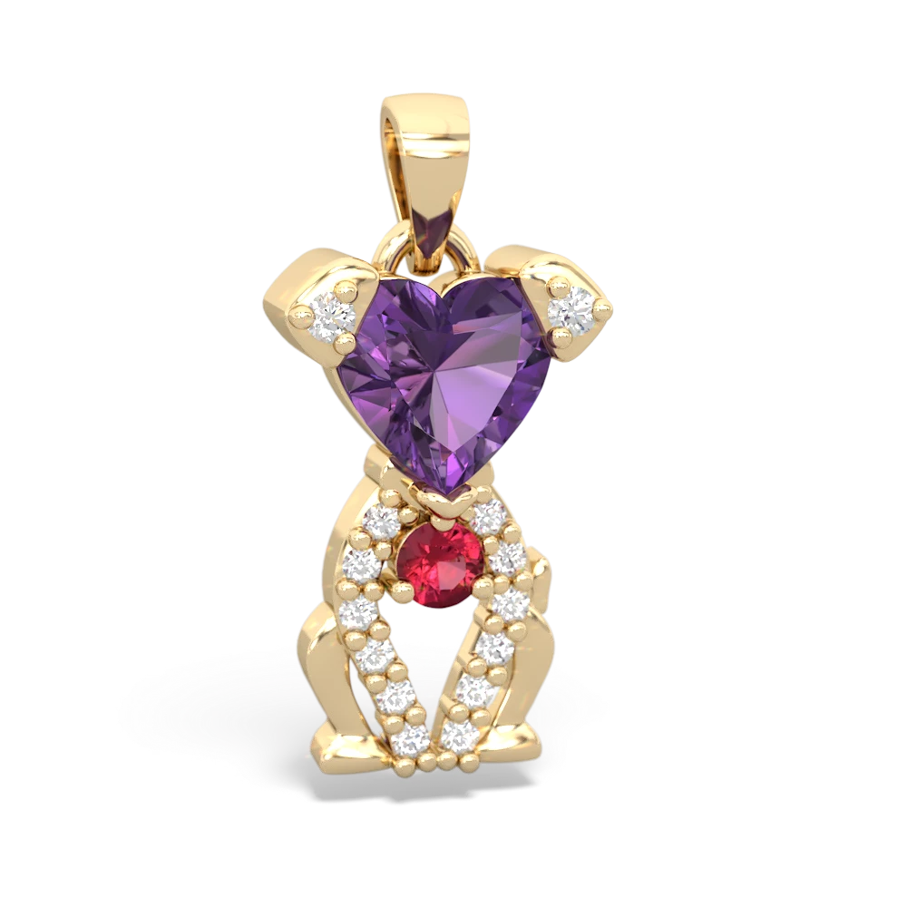 Amethyst Puppy Love 14K Yellow Gold pendant P5800