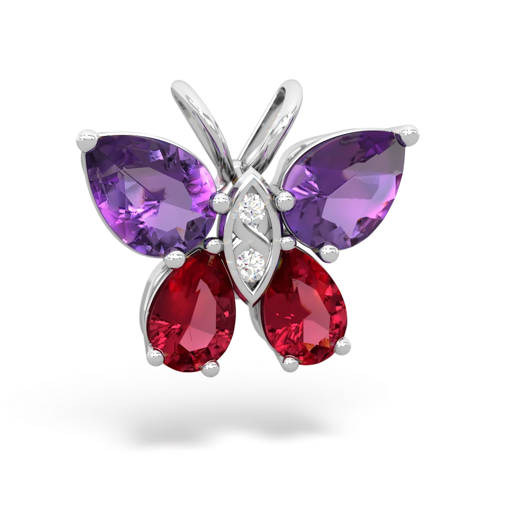 Amethyst Butterfly 14K White Gold pendant P2215