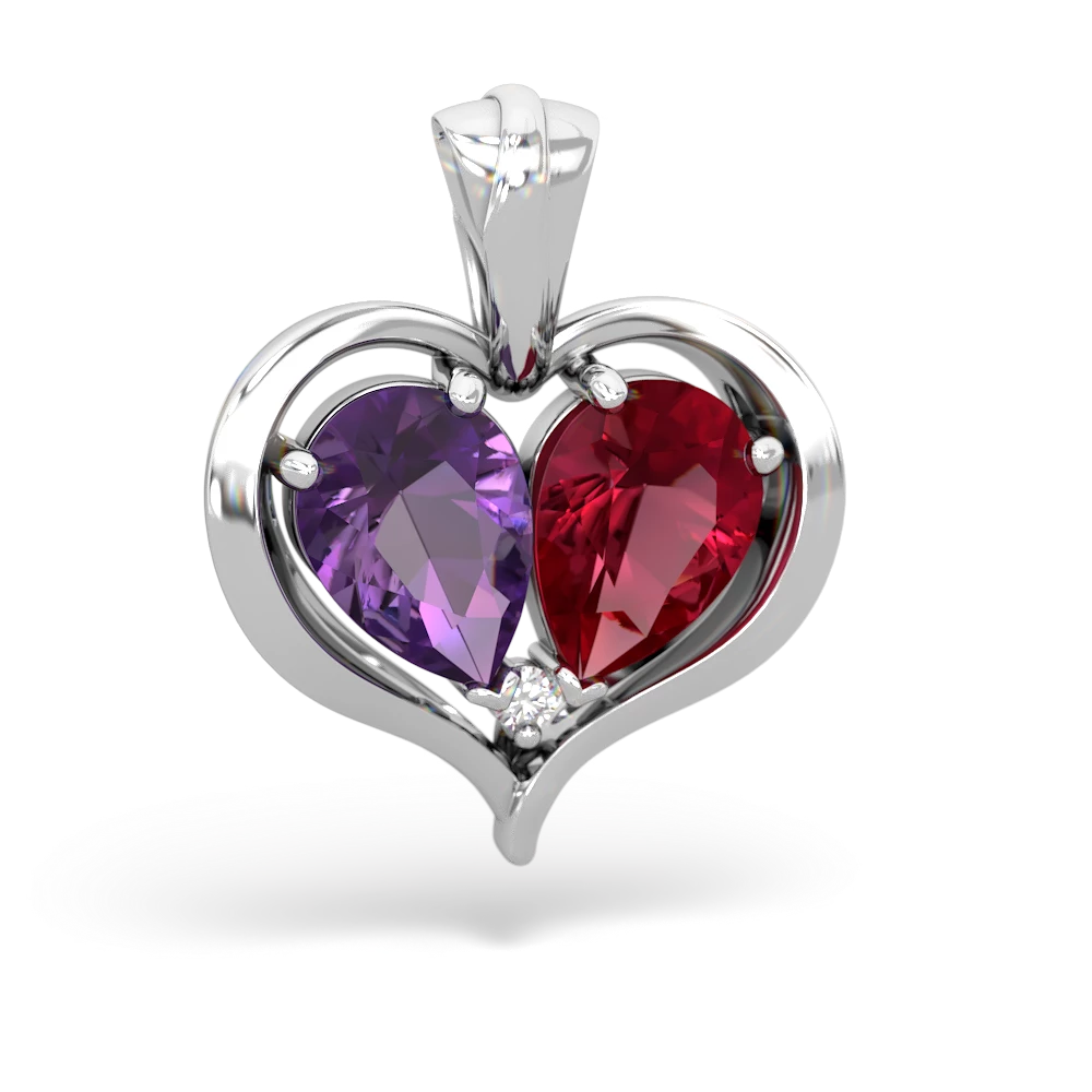 Amethyst Two Become One 14K White Gold pendant P5330