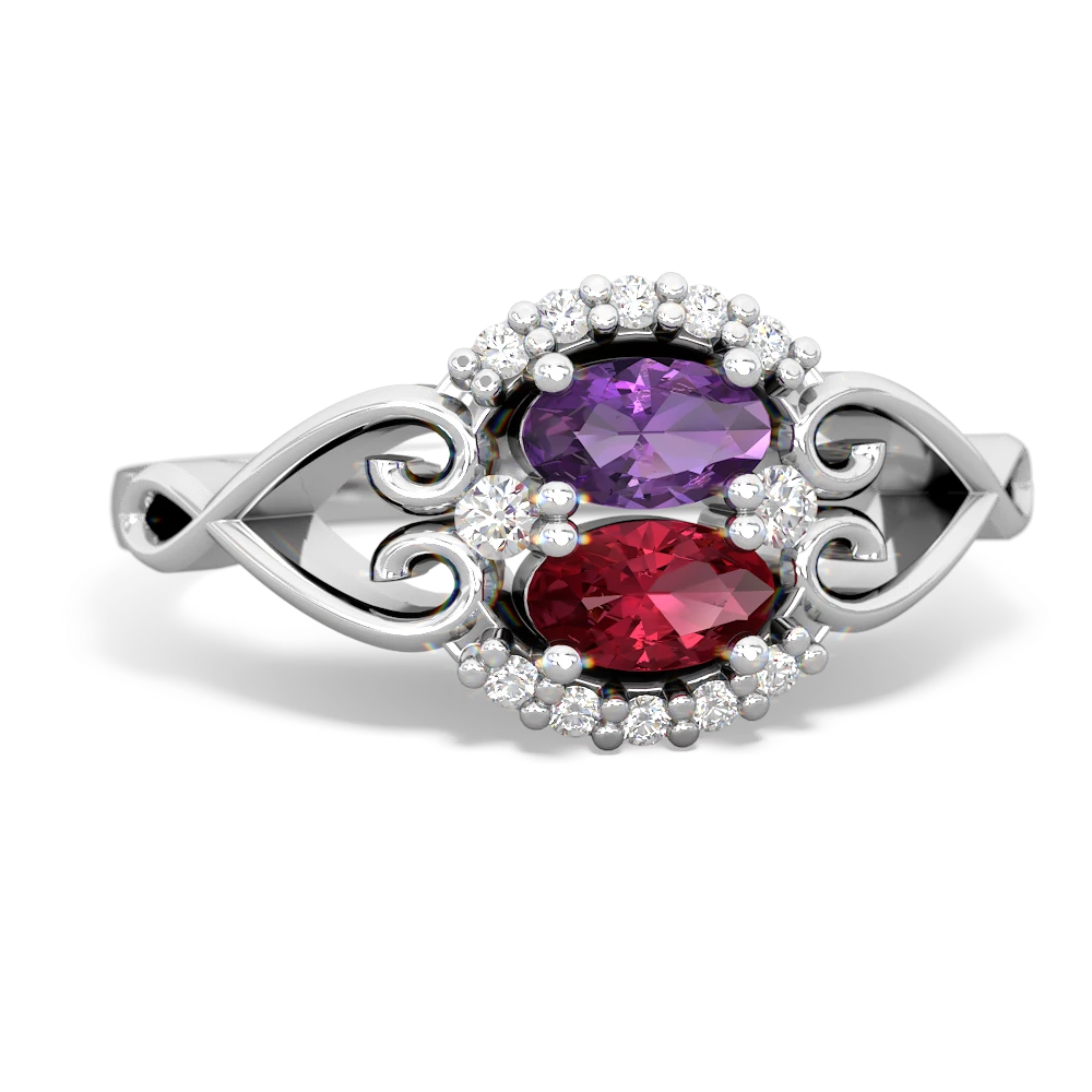 Amethyst Love Nest 14K White Gold ring R5860