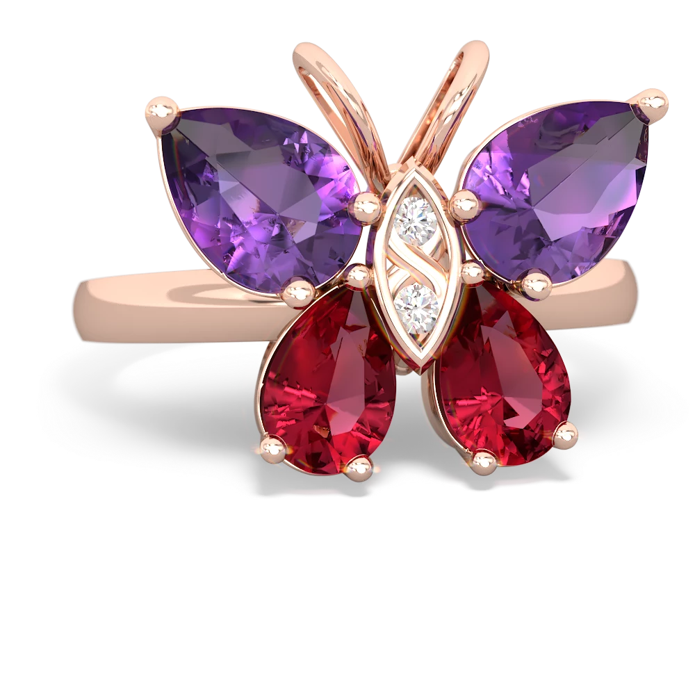 Amethyst Butterfly 14K Rose Gold ring R2215