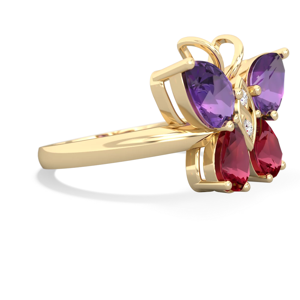 Amethyst Butterfly 14K Yellow Gold ring R2215