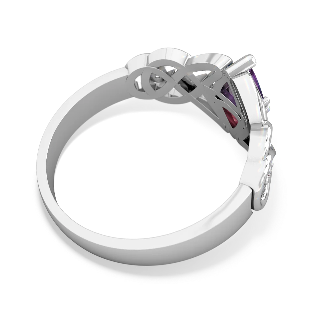 Amethyst Keepsake Celtic Knot 14K White Gold ring R5300