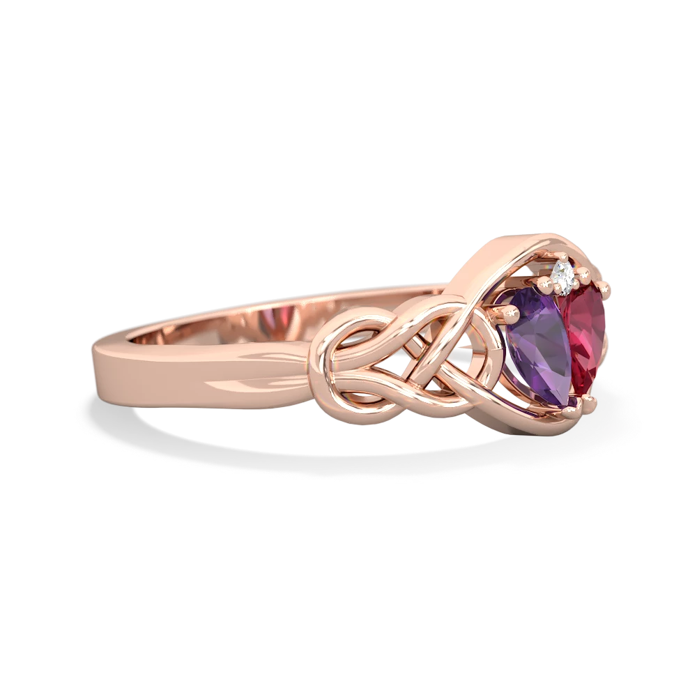 Amethyst Celtic Love Knot 14K Rose Gold ring R5420