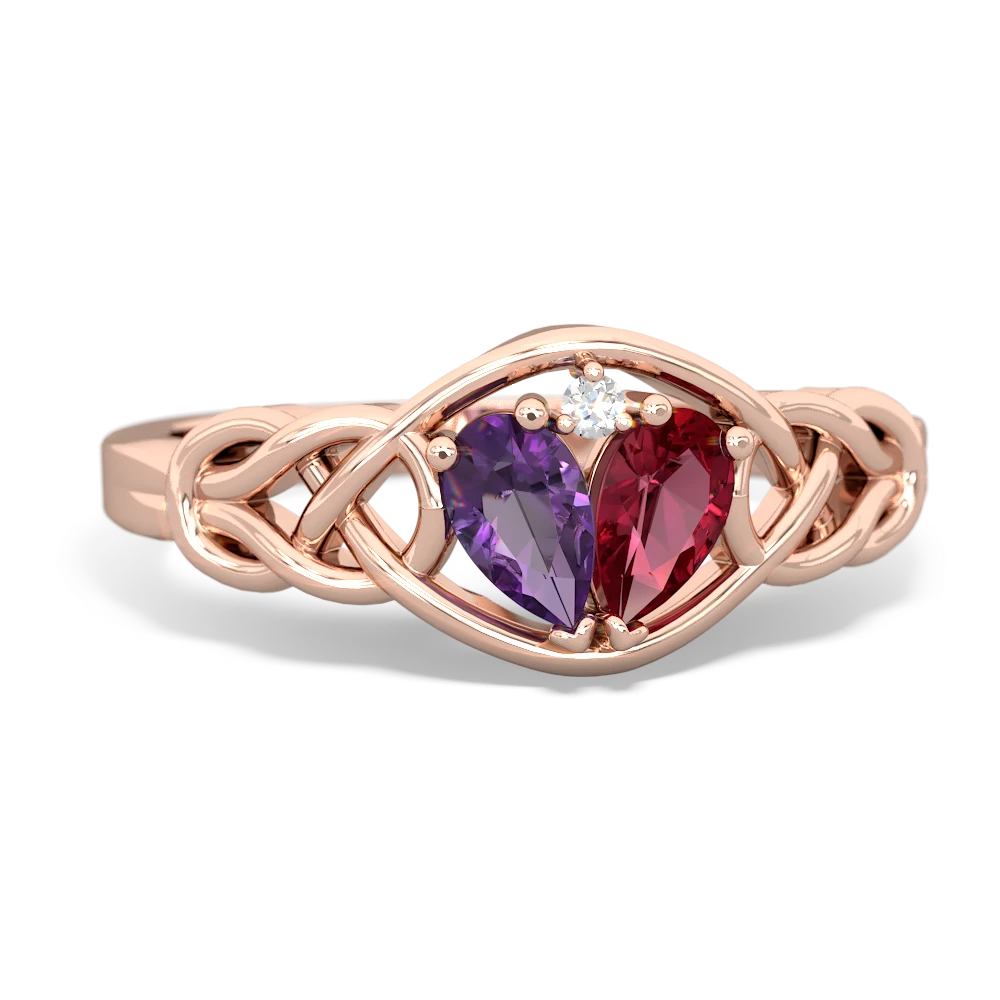 Amethyst Celtic Love Knot 14K Rose Gold ring R5420