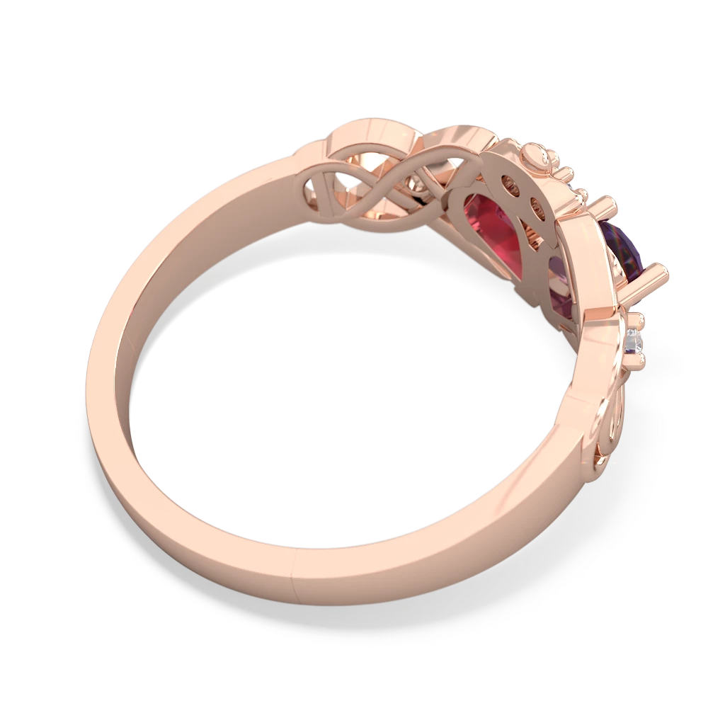 Amethyst 'One Heart' Celtic Knot Claddagh 14K Rose Gold ring R5322