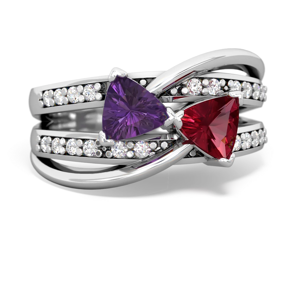 Amethyst Bowtie 14K White Gold ring R2360