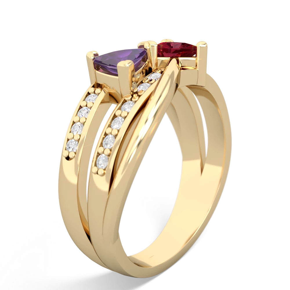 Amethyst Bowtie 14K Yellow Gold ring R2360