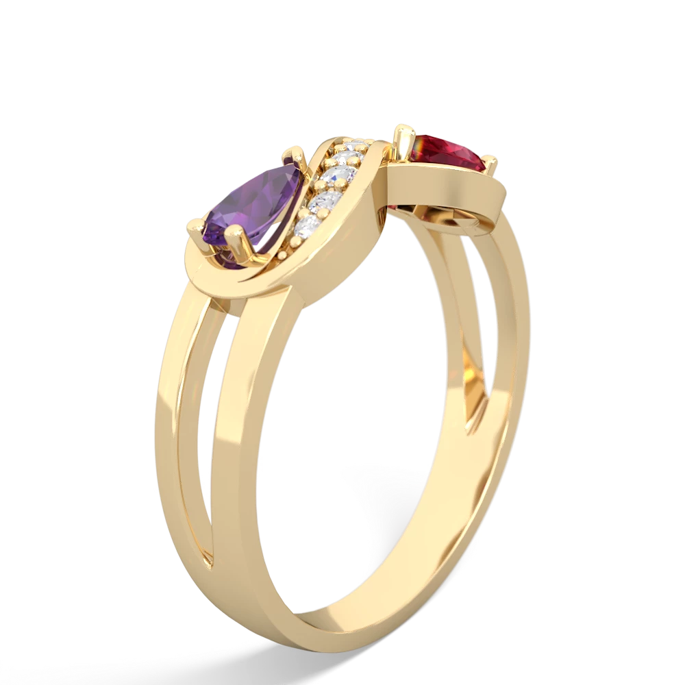 Amethyst Diamond Infinity 14K Yellow Gold ring R5390