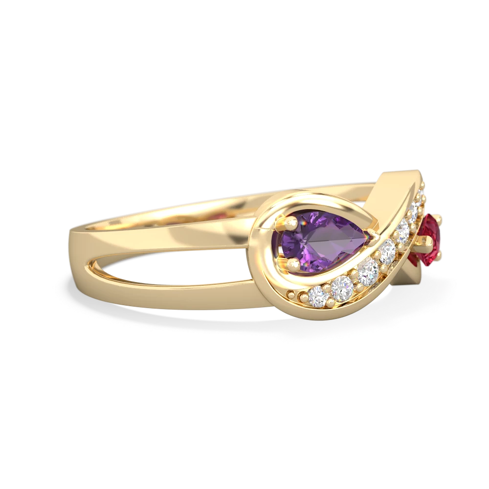 Amethyst Diamond Infinity 14K Yellow Gold ring R5390