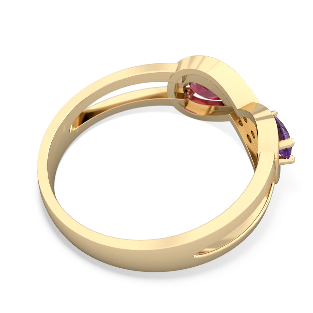 Amethyst Diamond Infinity 14K Yellow Gold ring R5390