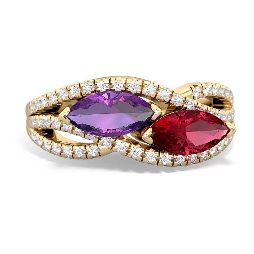 Amethyst Diamond Rivers 14K Yellow Gold ring R3070