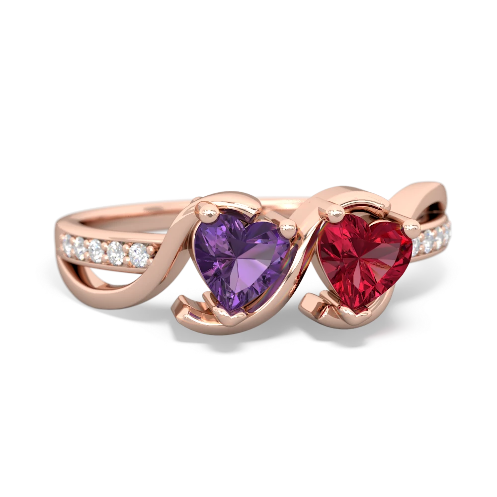 Amethyst Side By Side 14K Rose Gold ring R3090